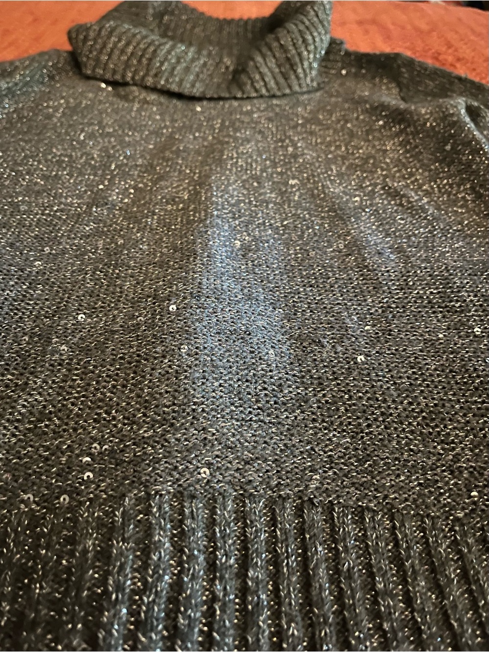 A.Buyer Gray Metallic Sequin scarf neck Sweater. Size M